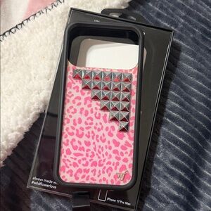 Wildflowers Pink and Silver Studded iPhone 17 Pro Max Case